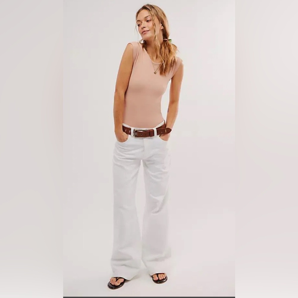 NWT Free People Clean Line Boatneck Bodysuit in Color: Tuscany/Beige Size: XS/S